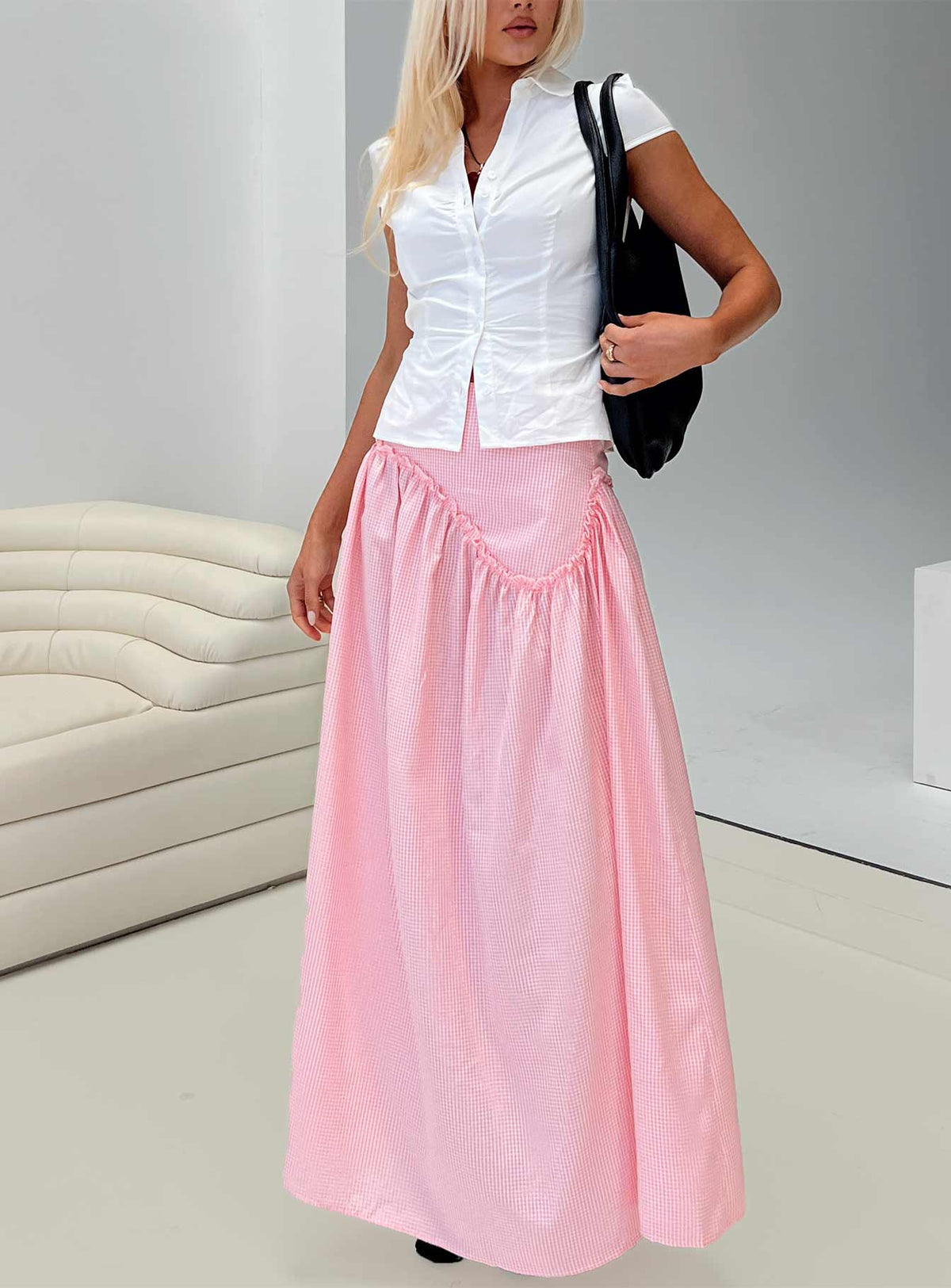Apresia Maxi Skirt Pink Gingham