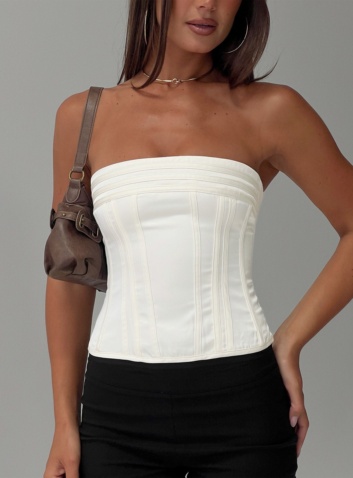 Cecilie Strapless Corset Top Cream