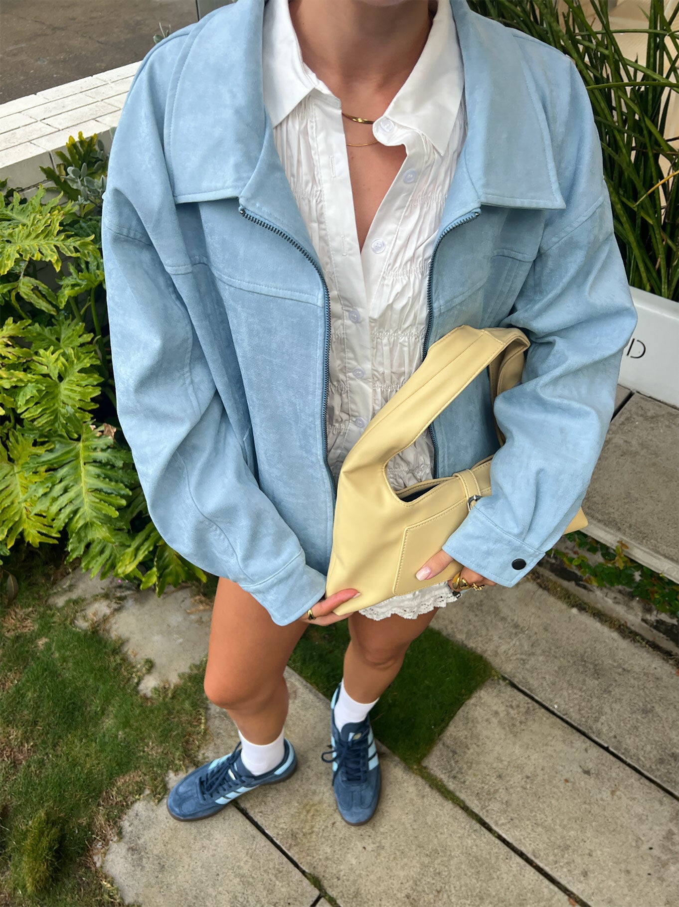 Goldsmith Faux Suede Bomber Jacket Blue