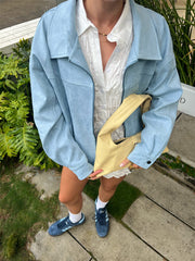 Goldsmith Faux Suede Bomber Jacket Blue