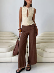 Silver Moon Linen Blend Tie Pants Brown