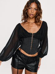 Gypsie Blouson Long Sleeve Corset Top Black