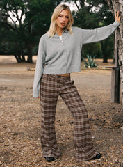 Emiroki Straight Leg Pants Brown Check