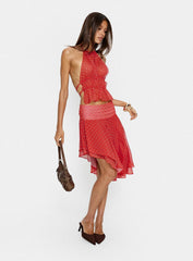 Legacy Midi Skirt Tomato Polka