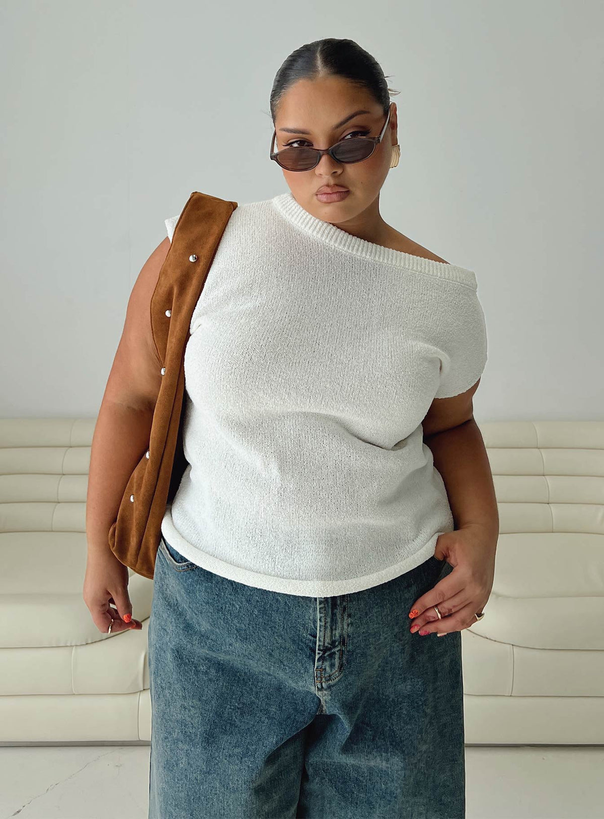 Ashfield Off Shoulder Top White Curve