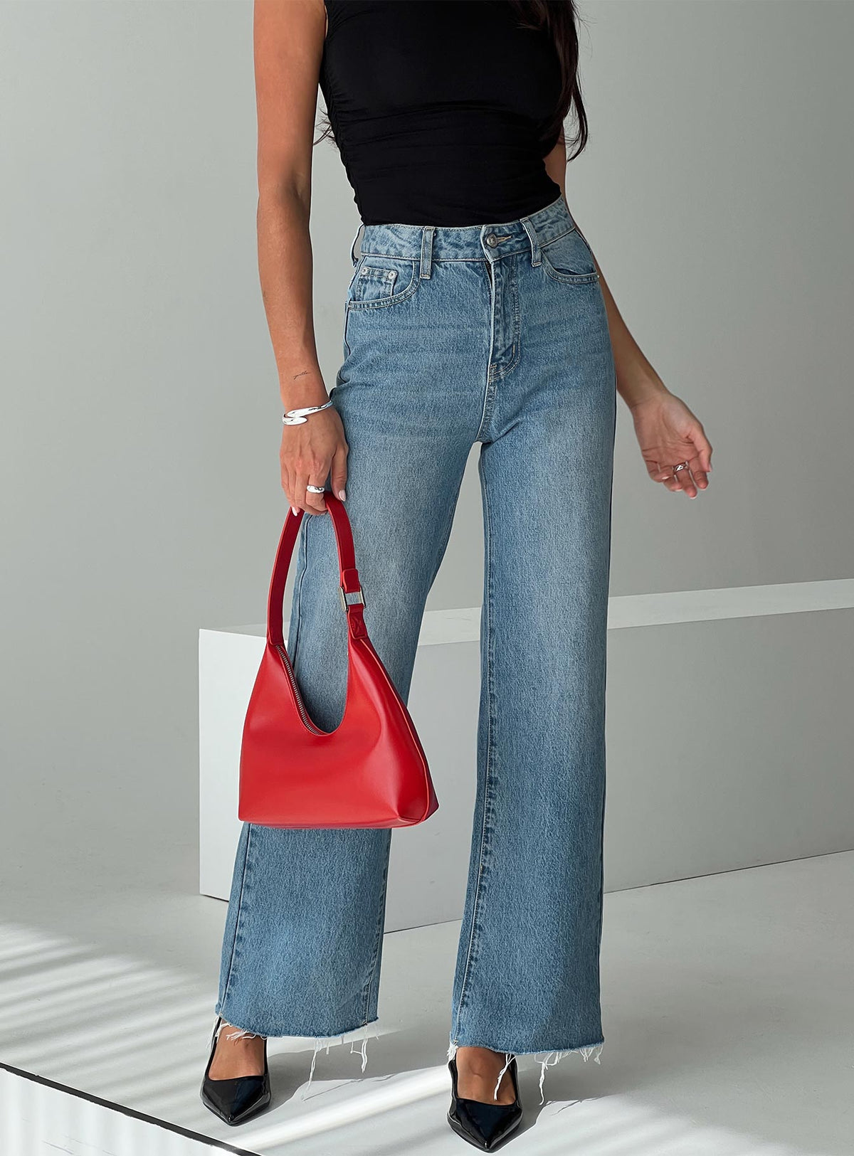 Henesey High Rise Straight Leg Jeans Mid Wash Tall