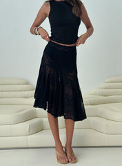 Mellissa Sheer Textured Midi Skirt Black