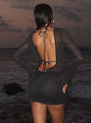 Get Closer Backless Playsuit Black