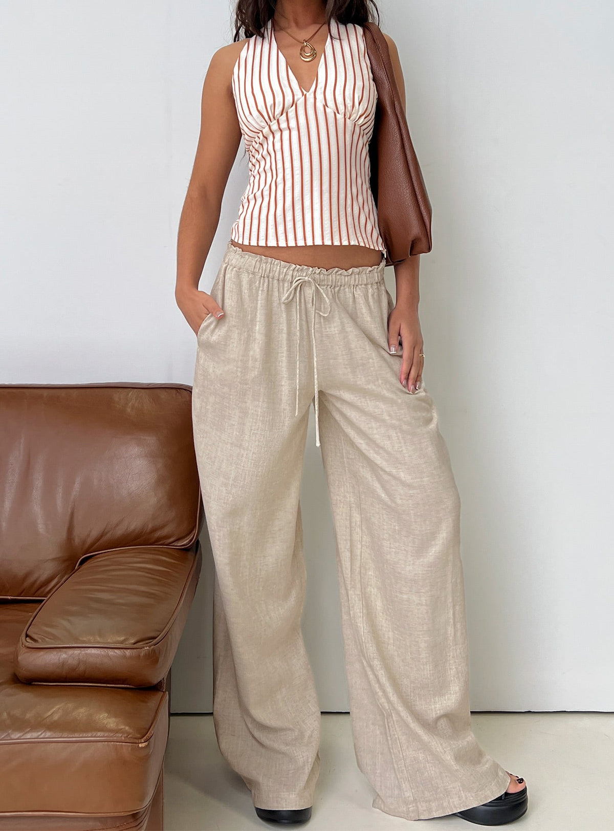 Seascape Oversize Tie Pants Natural