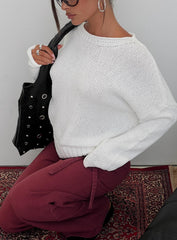 Reannon Wide Neck Knit Sweater White