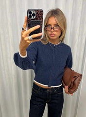 Amandi Zip Through Knit Jumper Navy / Cream