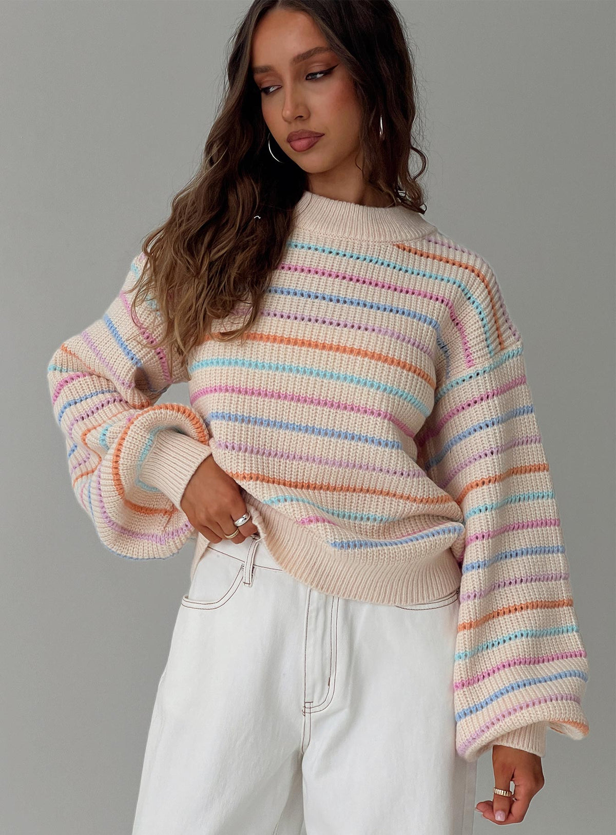 Harmony Balloon Sleeve Knit Sweater Multi
