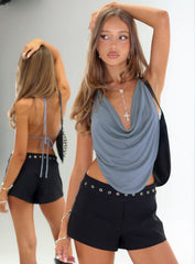 Anetta Cowl Halter Top Blue