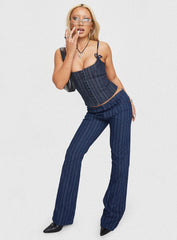 Charismatic Low Rise Flared Jeans Dark Pinstripe