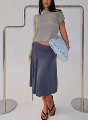 Joaney Tie Side Jersey Midi Skirt Slate