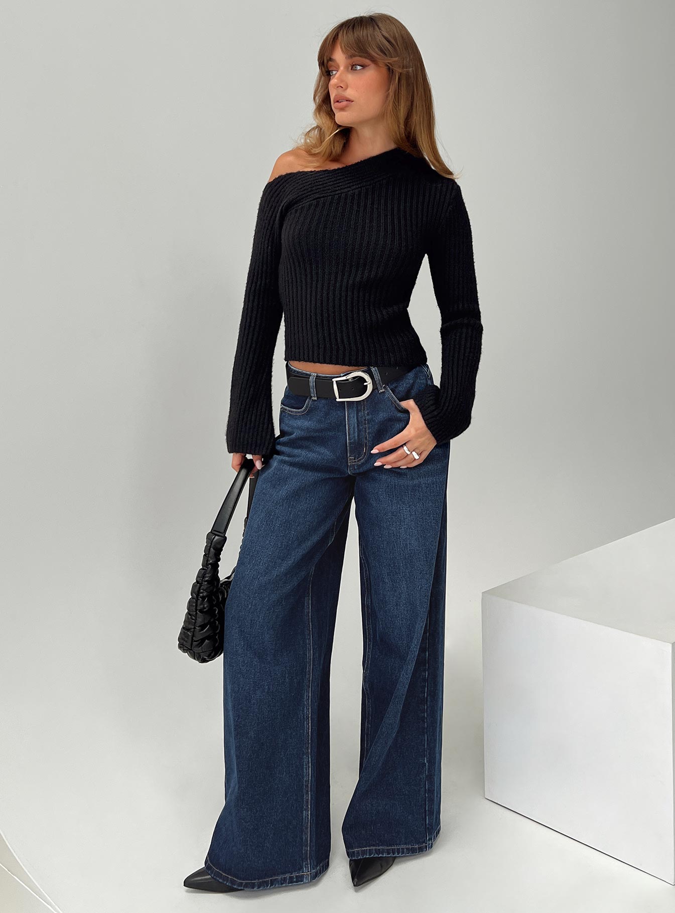 Naylor Mid Rise Wide Leg Jeans Mid Blue Denim Tall