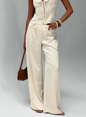 Aubrette Satin Tie Pants Cream