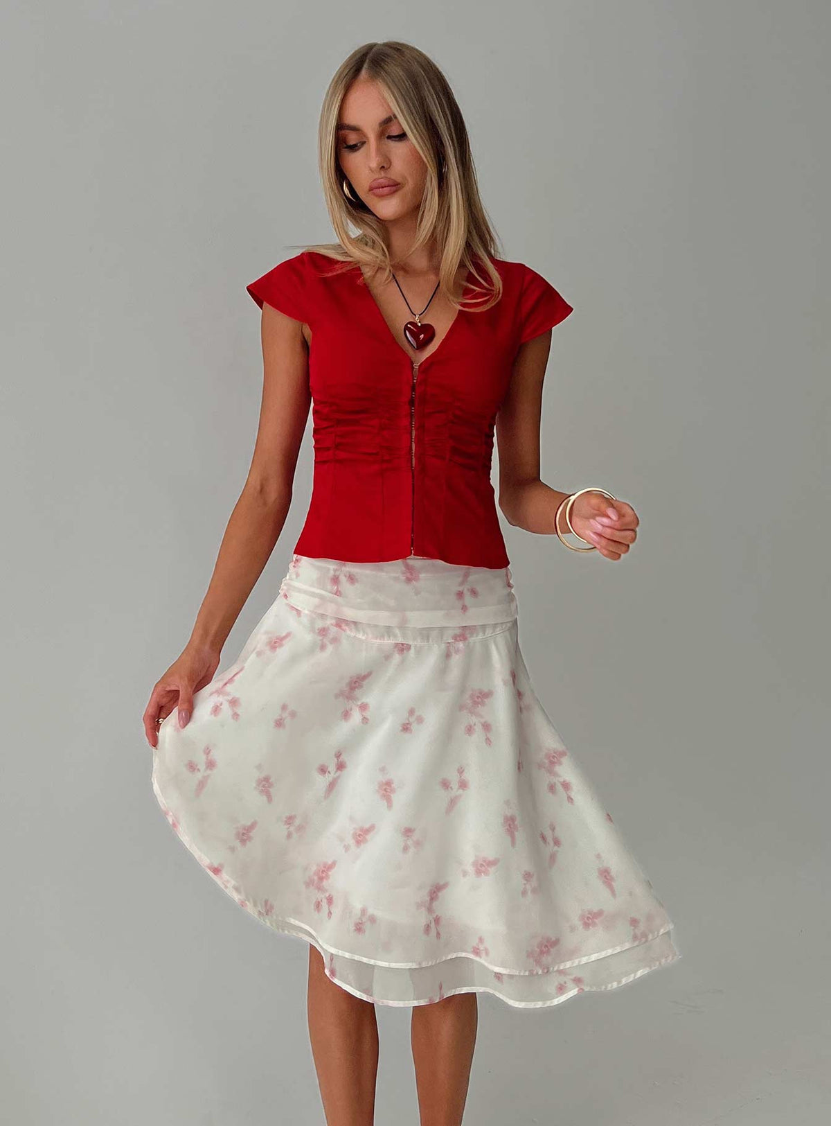 Charisse Asymmetrical Midi Skirt Floral