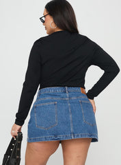 Fossils Denim Mini Skirt Blue Curve