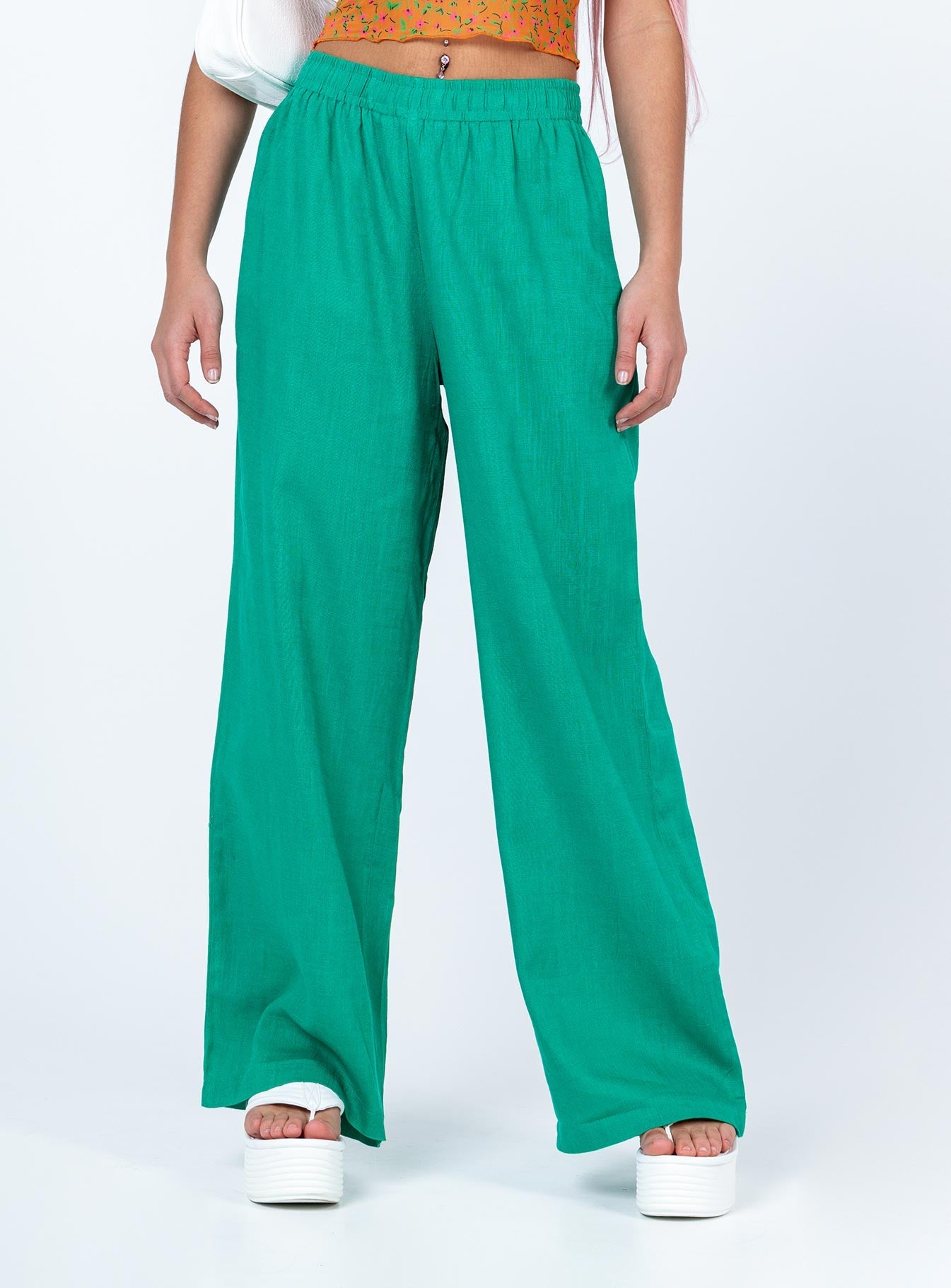 Louis Linen Blend Pants Green