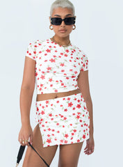 Bold Move Mini Skirt White Floral