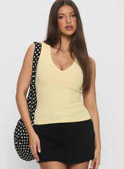 Baseline V Neck Rib Tank Top Yellow
