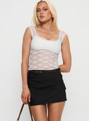 Evoleta Lace Draped Mini Skirt Black