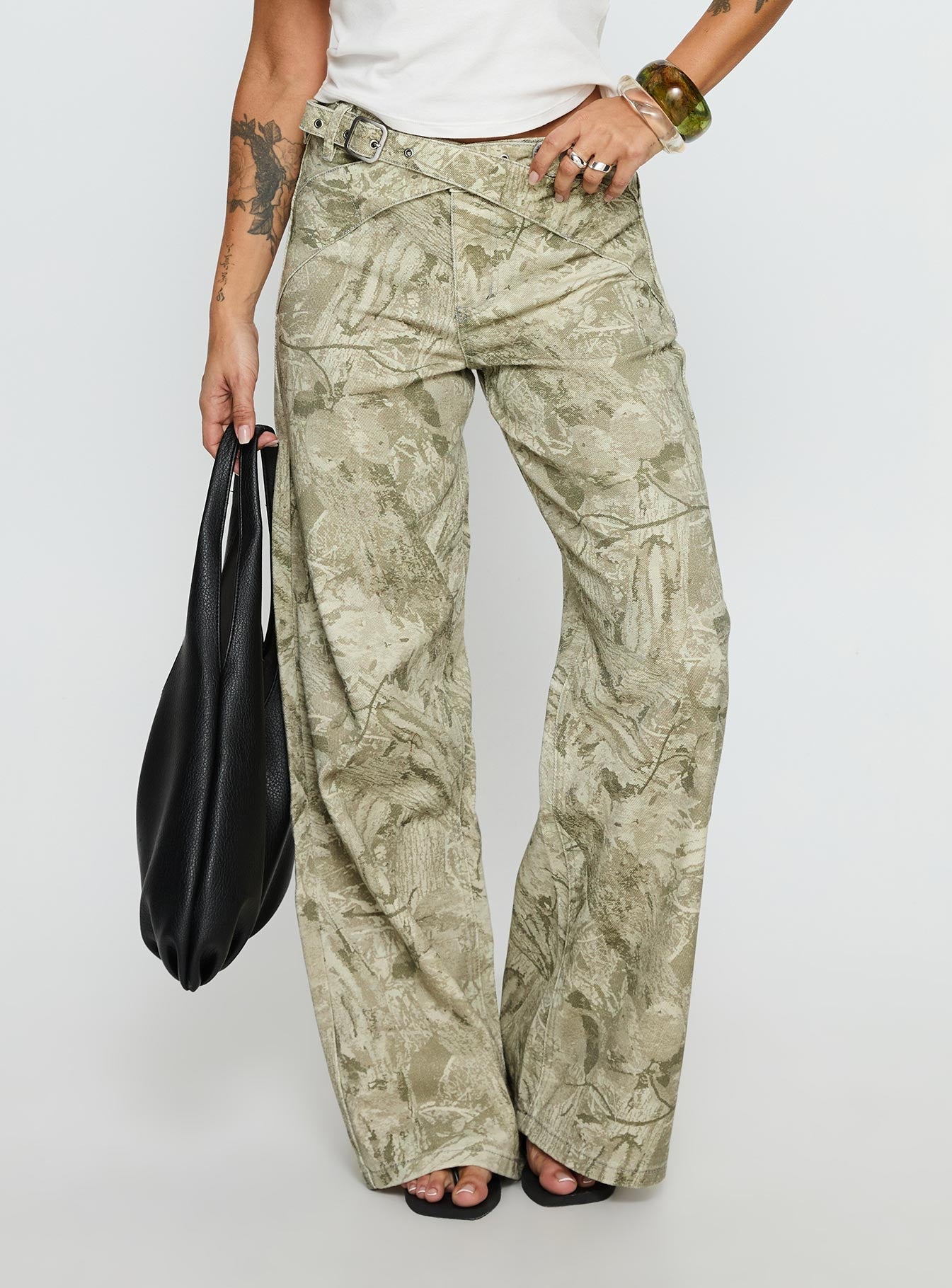 Mckinley Mid Rise Wide Leg Jeans Camouflage