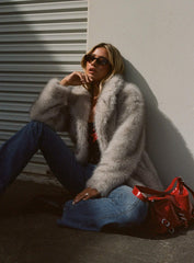 Clova Faux Fur Coat Grey