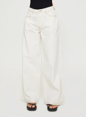 Naylor Mid Rise Wide Leg Jeans Cream Tall
