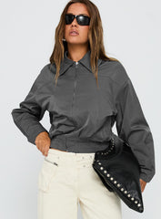 Call You Up Bomber Jacket Charcoal