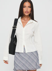 Compromise Long Sleeve Button Up Top White