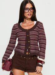 Aniha Top Glitter Knit Top Purple Stripe