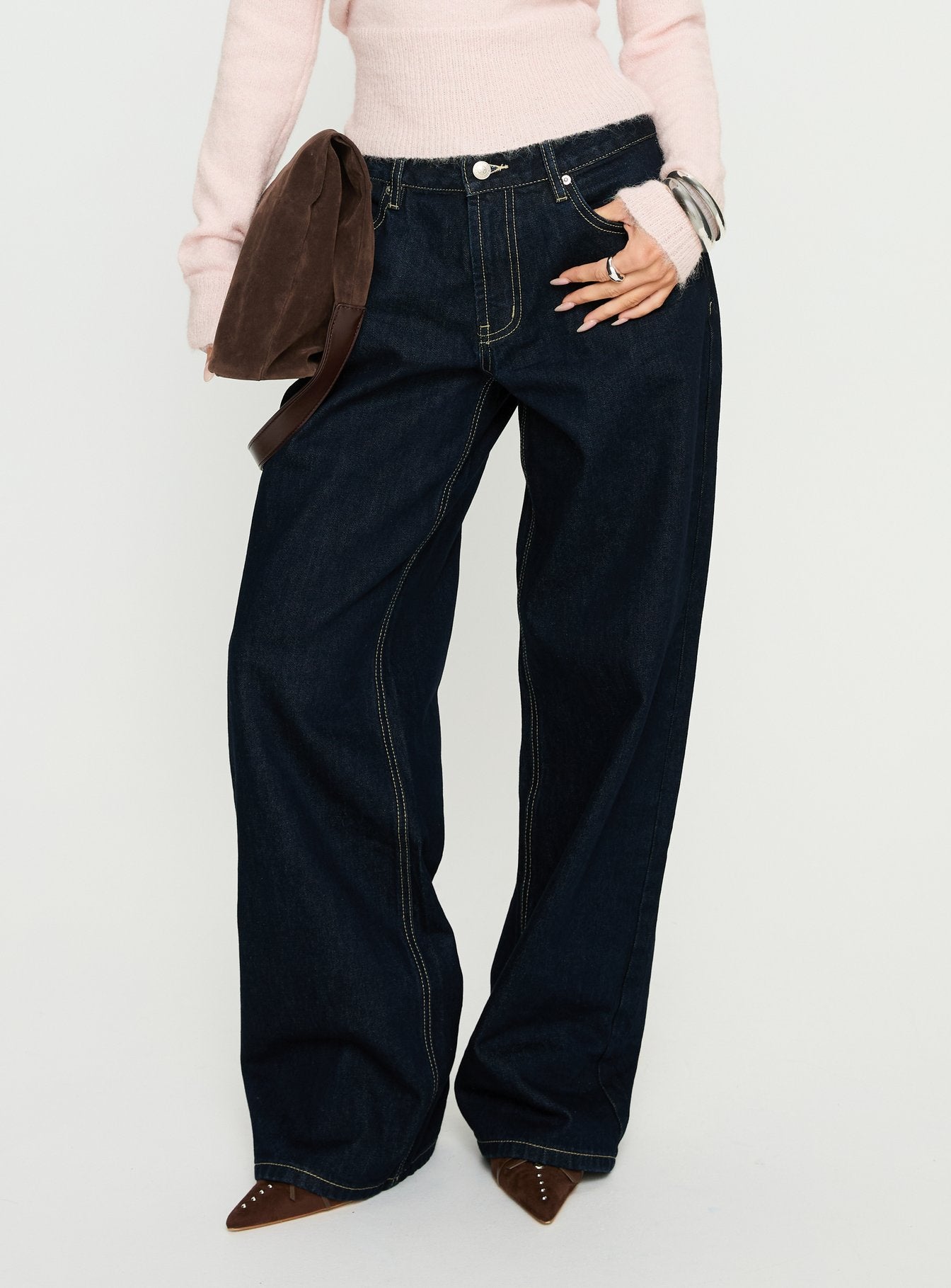 Serenitia Mid Rise Relaxed Jeans Dark Raw Wash