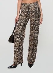 Pezzi Mid Rise Straight Leg Jeans Leopard