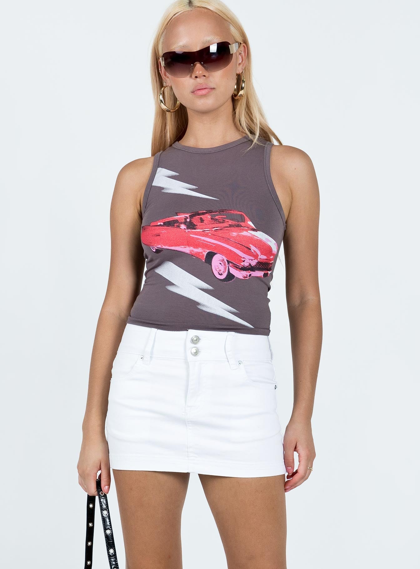 Faya Low Rise Denim Mini Skirt White