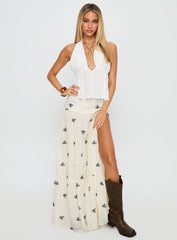 Cinnamon Embroidered Maxi Skirt Cream / Navy