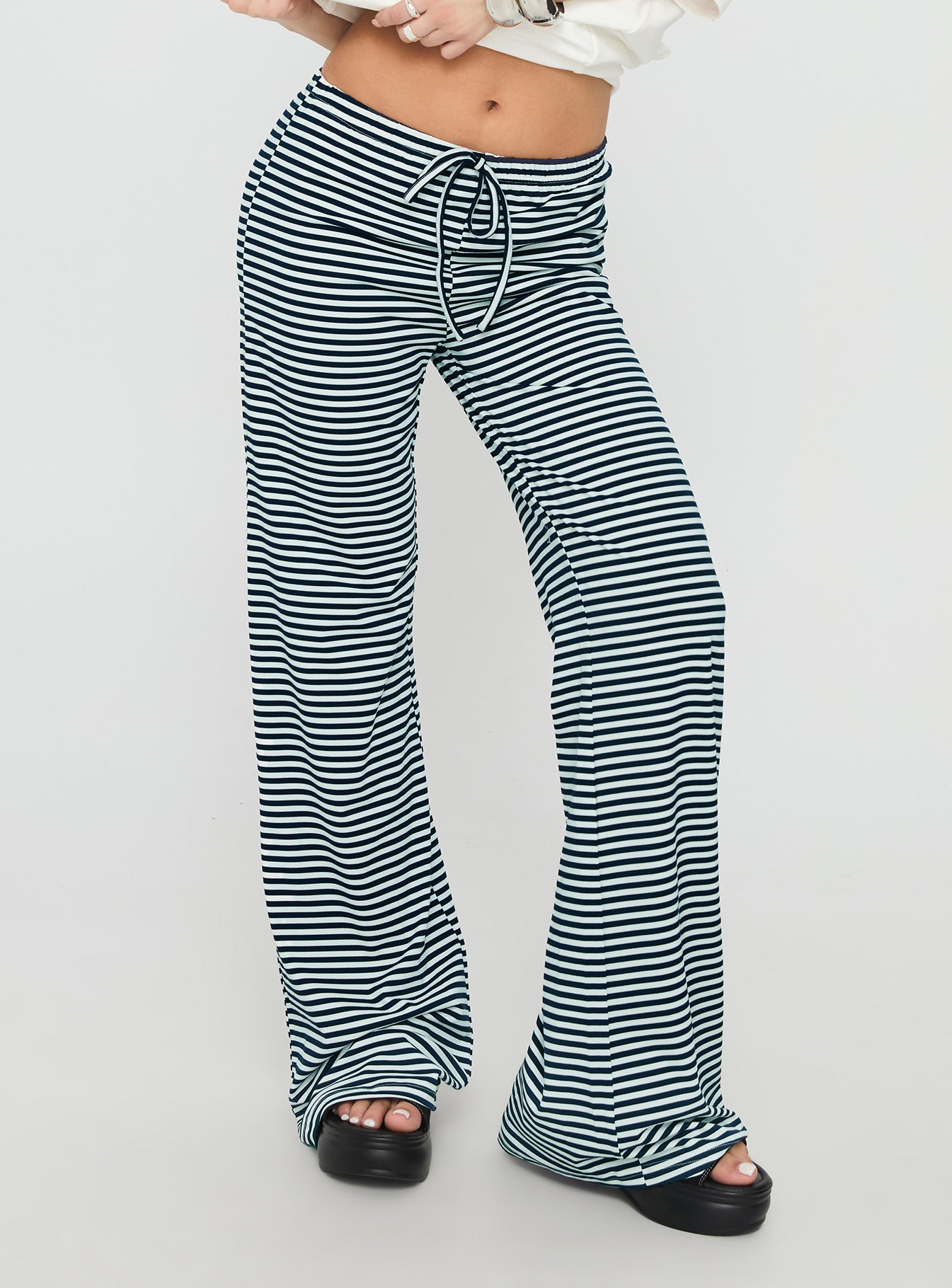 Alfreda Jersey Pants Navy Stripe