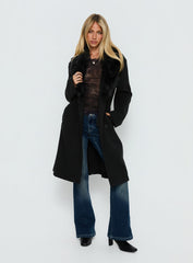 Hallyn Faux Fur Collar Coat Black