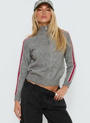Caysey Zip Through Knit Sweater Grey