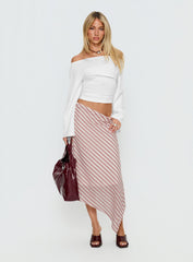 Gwenora Asymmetrical Midi Skirt Pink Stripe