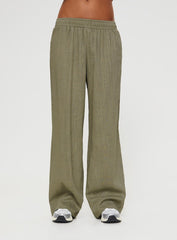 Louis Linen Blend Pants Olive