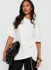 Agnessa Ruched Detail Oversized Tee White