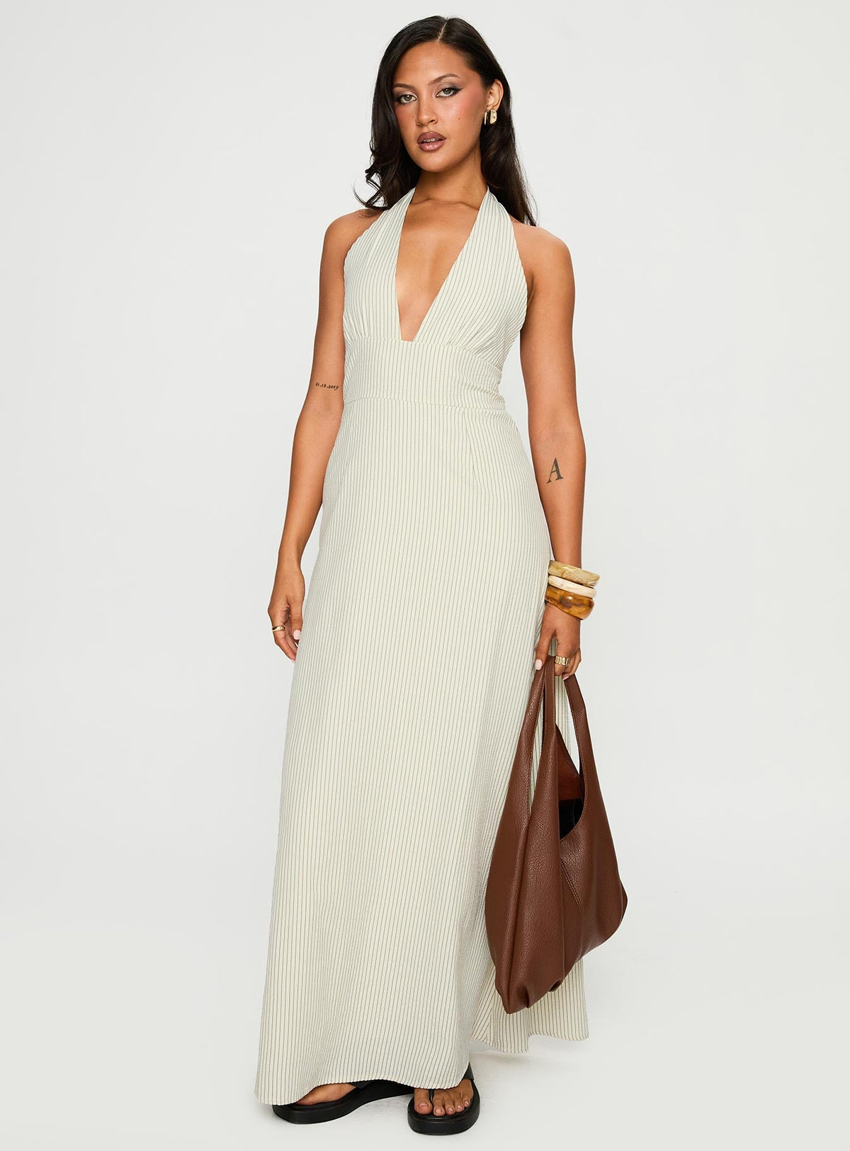 Caralyn Halter Maxi Dress Multi Stripe