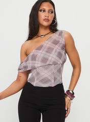 Amabelle Corset Draped Top Multi Plaid
