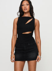 Arrte Denim Mini Skirt Washed Black