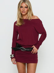 Kaitlinn Ruched Long Sleeve Playsuit Red