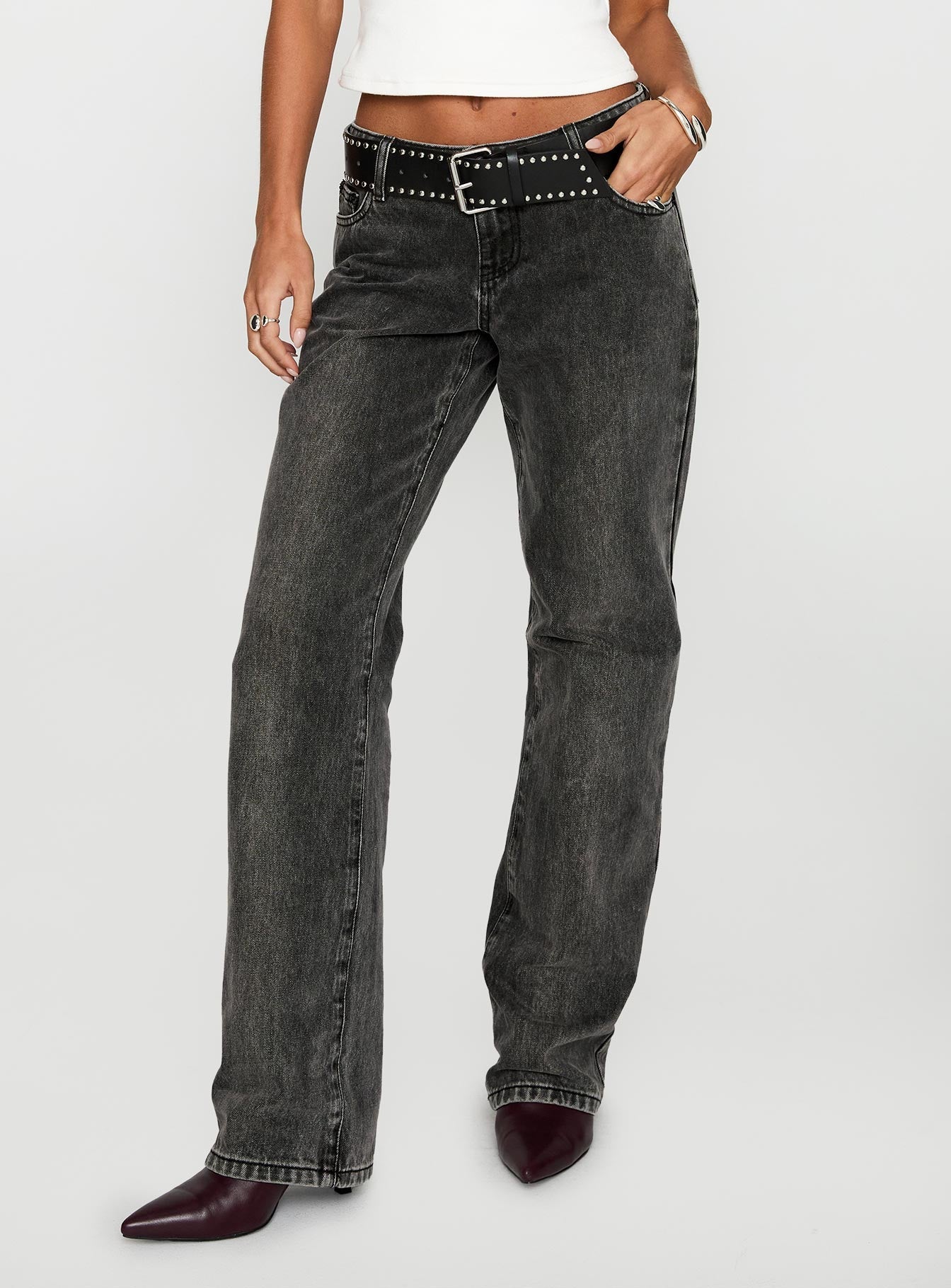 Better Half Low Rise Straight Leg Jeans Charcoal