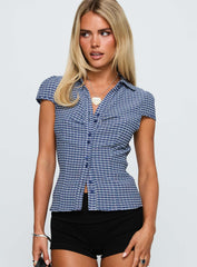 Arianwyn Short Sleeve Shirt Navy Check