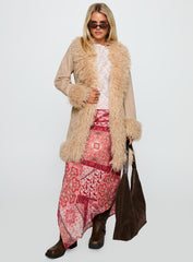 Josefina Faux Fur Detail Jacket Beige